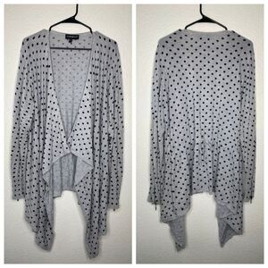 Lane Bryant 22/24 longline soft polka dot cardigan draped open front artsy